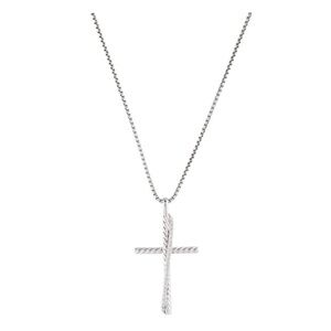 David Yurman Silver Cable Cross Pendant Necklace